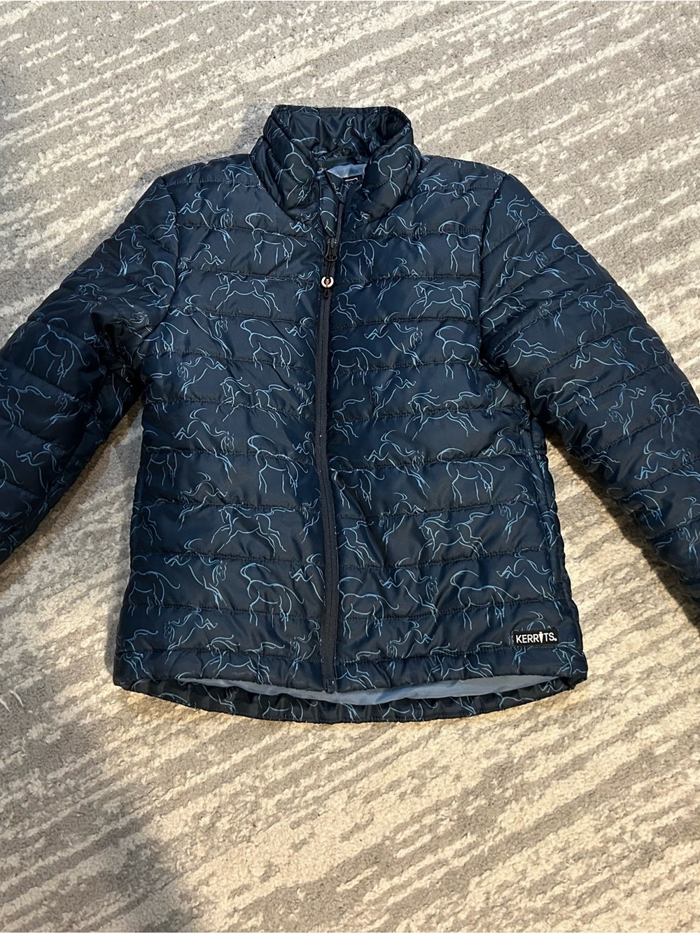Kerrits Kids Navy Horse-Print Puffer Jacket